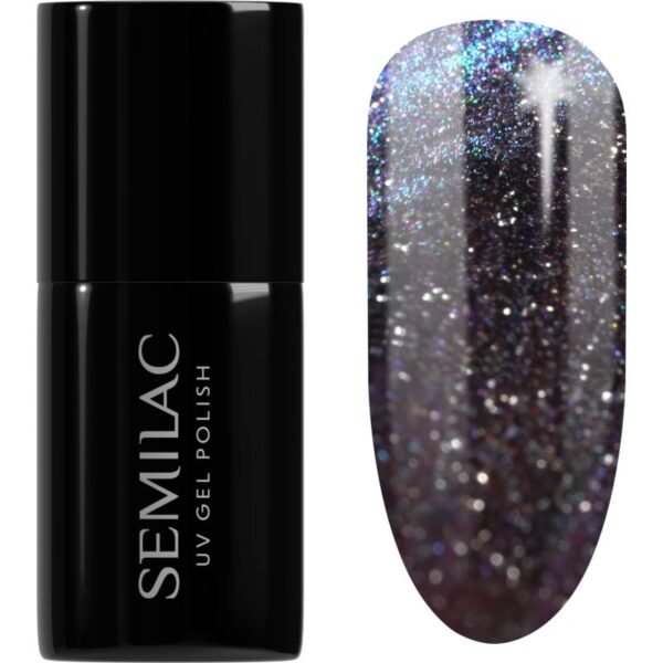 Semilac UV Hybrid Galaxy Flash unghii cu gel folosind UV / lampă cu LED culoare 828 Grey Holo 7 ml-Țena