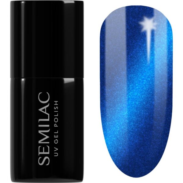 Semilac UV Hybrid Silk Effect unghii cu gel folosind UV / lampă cu LED culoare 466 Blue Silk Pyjamas 7 ml-Țena