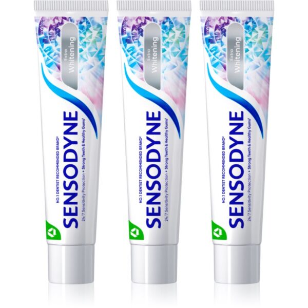 Sensodyne Extra Whitening pasta de dinti albitoare cu Fluor pentru dinti sensibili 3x75 ml-ro