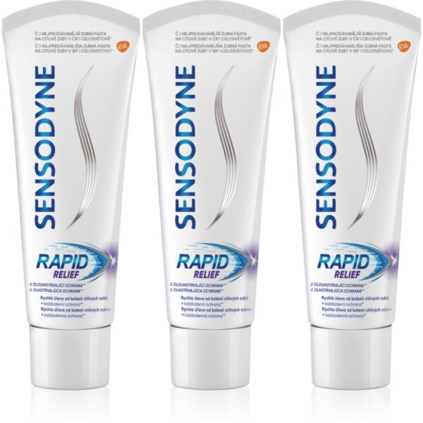 Sensodyne Rapid pasta de dinti cu Fluor pentru dinti sensibili 3x75 ml-Țena