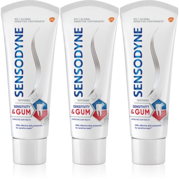 Sensodyne Sensitivity & Gum Whitening pasta de dinti pentru albire pentru a proteja dintii si gingiile 3x75 ml-Țena