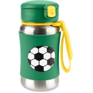 Skip Hop Spark Style Straw Bottle sticlă inoxidabilă pentru apă cu pai Fotbal 12 m+ 350 ml-ro