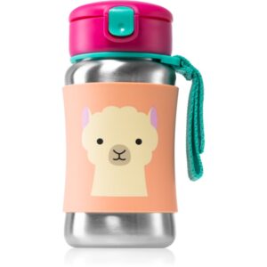 Skip Hop Zoo Llama sticlă pentru apă cu pai 12m+ 350 ml-Țena