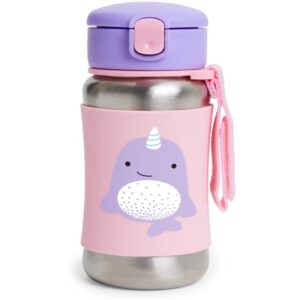 Skip Hop Zoo Straw Bottle sticlă inoxidabilă pentru apă cu pai Narval 12 m+ 350 ml-ro