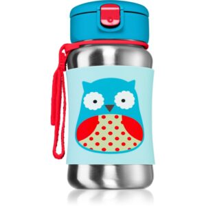 Skip Hop Zoo Straw Bottle sticlă inoxidabilă pentru apă cu pai Owl 12 m+ 350 ml-Țena