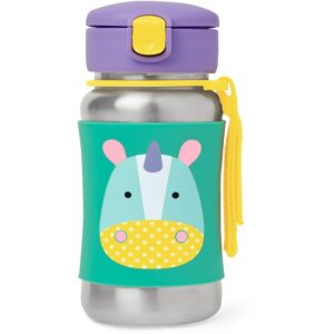 Skip Hop Zoo Straw Bottle sticlă inoxidabilă pentru apă cu pai Unicorn 12 m+ 350 ml-ro