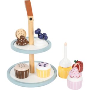 Small foot Tasty Cupcake Display Tray set de jucării din lemn 3 y+ 13 buc-ro