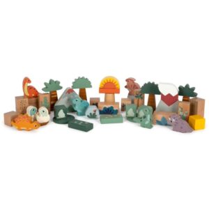 Small foot Wooden Building Blocks Dino jucărie cu activități din lemn 12 m+ 34 buc-Țena
