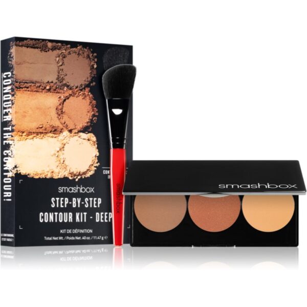 Smashbox Step By Step Contour Kit Patela pentru conturul fetei cu pensula culoare Medium/Dark 11.47 g-ro