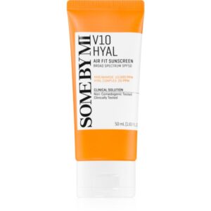 Some By Mi V10 Hyal Air Fit Sunscreen crema fata iluminatoare de protectie SPF 50+ 50 ml-Țena