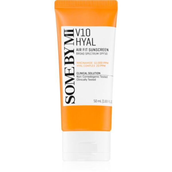 Some By Mi V10 Hyal Air Fit Sunscreen crema fata iluminatoare de protectie SPF 50+ 50 ml-Țena