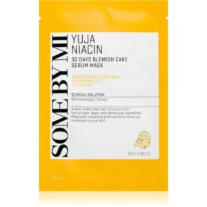 Some By Mi Yuja Niacin Blemish Care mască textilă iluminatoare pentru ten gras si problematic 25 g-ro