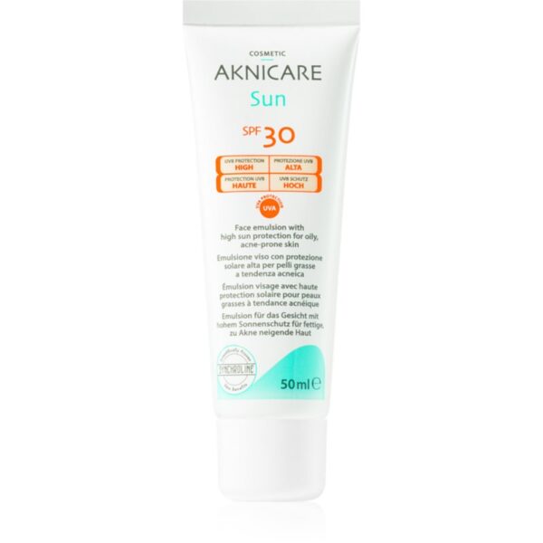 Synchroline Aknicare Sun lotiune de bronzat pentru acnee si piele seboreica SPF 30 50 ml-ro