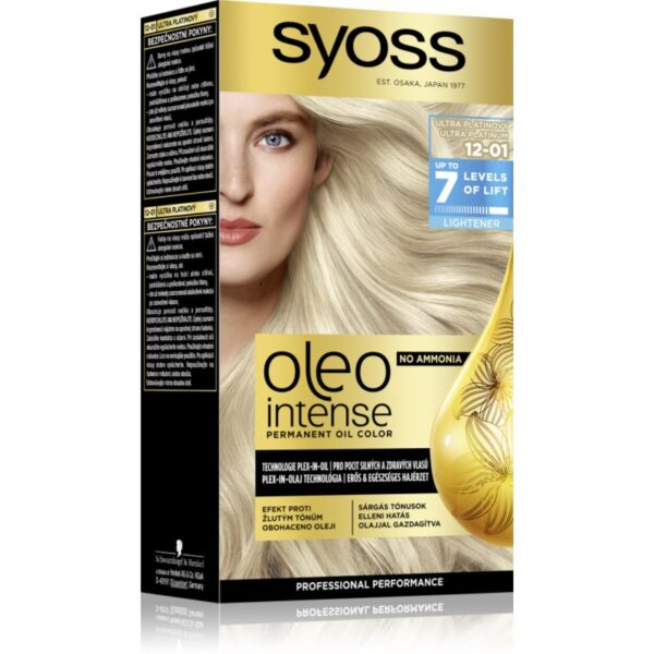 Syoss Oleo Intense Culoare permanenta pentru par cu ulei culoare 12-01 Ultra Platinum 1 buc-Țena
