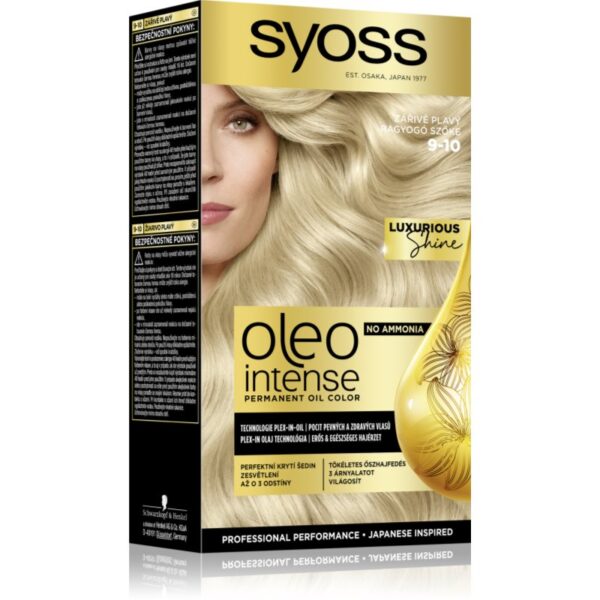 Syoss Oleo Intense Culoare permanenta pentru par cu ulei culoare 9-10 Bright Blond 1 buc-Țena