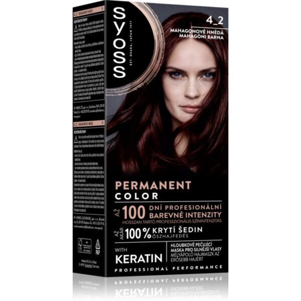 Syoss Permanent Color Culoare permanenta pentru par culoare 4_2 Mahogany Red 1 buc-Țena