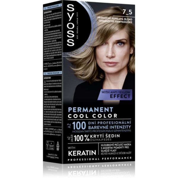 Syoss Permanent Cool Color Culoare permanenta pentru par culoare 7_5 Natural Ashy Blond 1 buc-ro