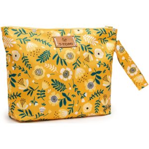 T-TOMI Big Baggie geantă pentru călătorii Mustard Flowers 24x28 cm-ro
