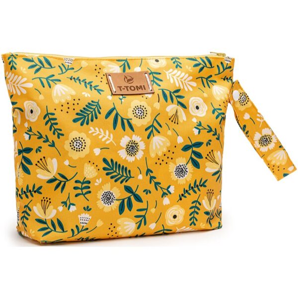 T-TOMI Big Baggie geantă pentru călătorii Mustard Flowers 24x28 cm-ro