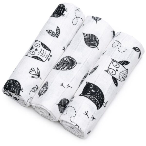T-TOMI TETRA Cloth Diapers HIGH QUALITY scutece textile Owls 70x70 cm 3 buc-ro