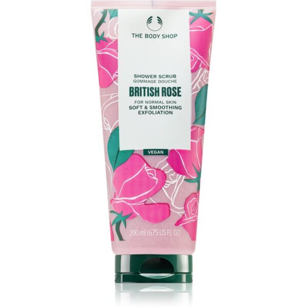 The Body Shop British Rose Shower Scrub exfoliant delicat pentru corp cu aromă de trandafiri 200 ml-Țena