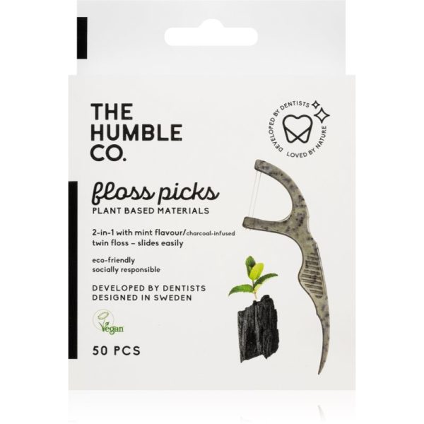 The Humble Co. Floss Picks scobitoare Charcoal 50 buc-ro