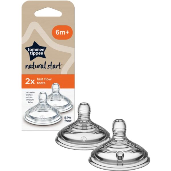 Tommee Tippee Natural Start Anti-Colic Teat tetină pentru biberon Fast Flow 6 m+ 2 buc-ro