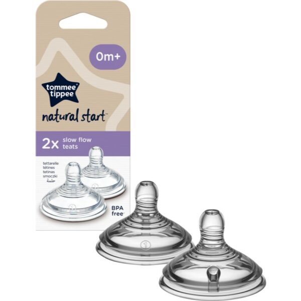 Tommee Tippee Natural Start Anti-Colic Teat tetină pentru biberon Slow Flow 0m+ 2 buc-Țena