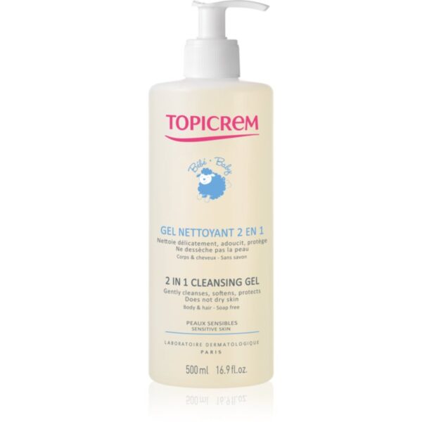 Topicrem BABY My 1st Cleansing Gel 2in1 gel de duș pentru corp și păr pentru nou-nascuti si copii 500 ml-Țena
