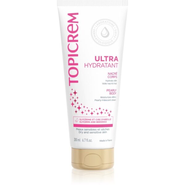 Topicrem UH BODY Ultra-Moisturizing Pearly Body lapte de corp piele sensibilă stralucire de perla 200 ml-ro