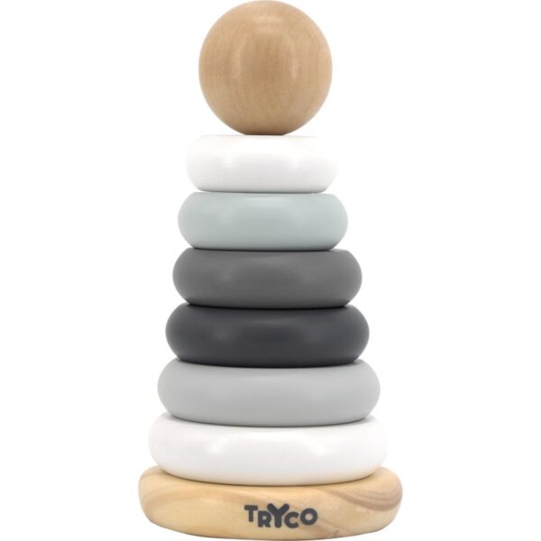 Tryco Wooden Ring Piramid jucarie din lemn 10m+ 1 buc-Țena
