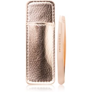Tweezerman Mini Slant Rose Gold pensete cu varfurile tesite mini cu trusă de călătorie 1 buc-ro