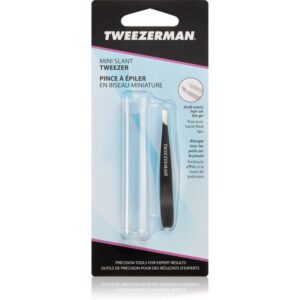 Tweezerman Mini Slant pensete cu varfurile tesite mini cu trusă de călătorie Stainless 1 buc-ro