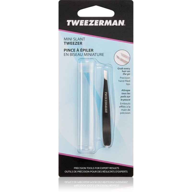 Tweezerman Mini Slant pensete cu varfurile tesite mini cu trusă de călătorie Stainless 1 buc-ro