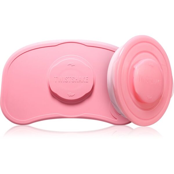 Twistshake Click-mat Mini + Plate suport cu farfurie Pastel Pink 2 buc-Țena