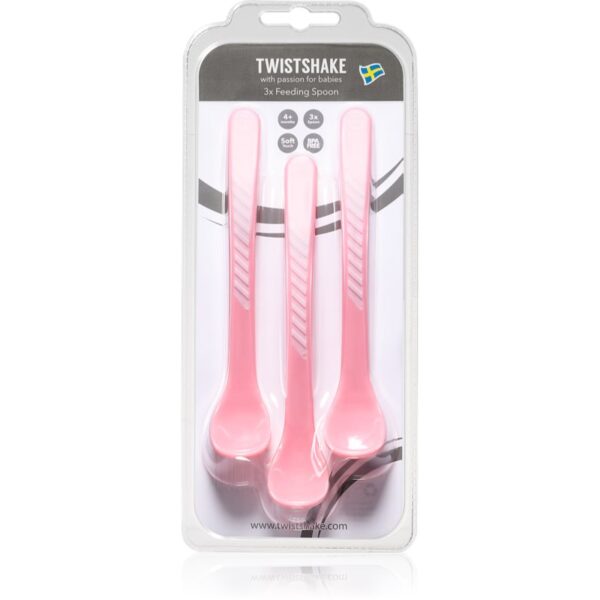 Twistshake Feeding Spoons linguriță 4+m Pastel Pink 3 buc-Țena