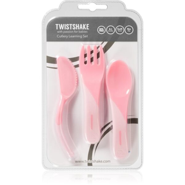 Twistshake Learn Cutlery tacâmuri Pink 6 m+ 3 buc-Țena