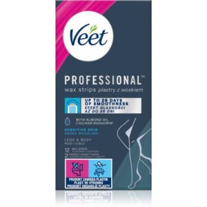 Veet Professional Sensitive Skin benzi depilatoare cu ceara rece pentru piele sensibila 12 buc-Țena