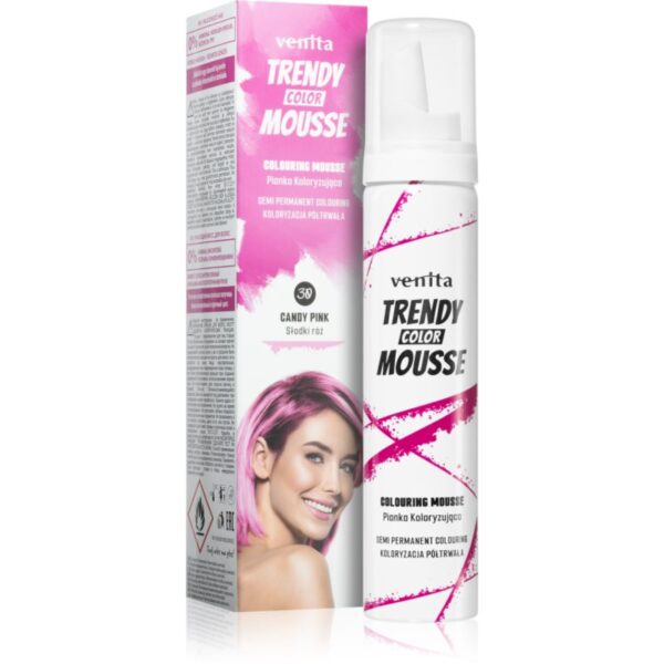 Venita Trendy Color Mousse vopsea de par sub forma de spuma fără amoniac culoare No. 30 - Candy Pink 75 ml-ro