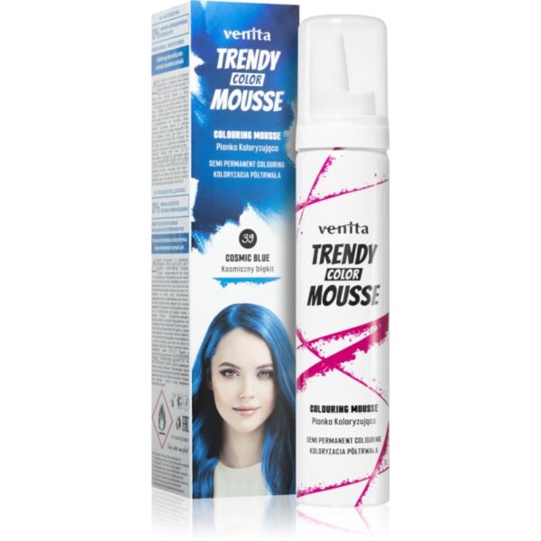 Venita Trendy Color Mousse vopsea de par sub forma de spuma fără amoniac culoare No. 39 - Cosmic Blue 75 ml-ro