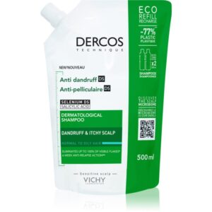 Vichy Dercos Anti-Dandruff sampon anti-matreata pentru par normal spre gras Refil 500 ml-Țena