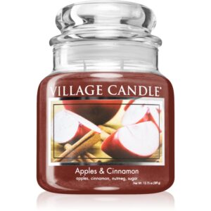 Village Candle Apples & Cinnamon lumânare parfumată (Glass Lid) 389 g-ro