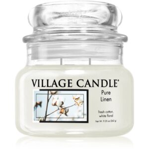 Village Candle Pure Linen lumânare parfumată  (Glass Lid) 262 g-Țena