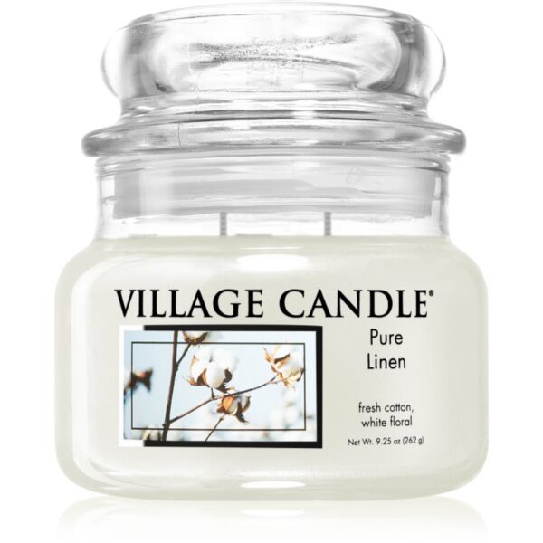 Village Candle Pure Linen lumânare parfumată  (Glass Lid) 262 g-Țena