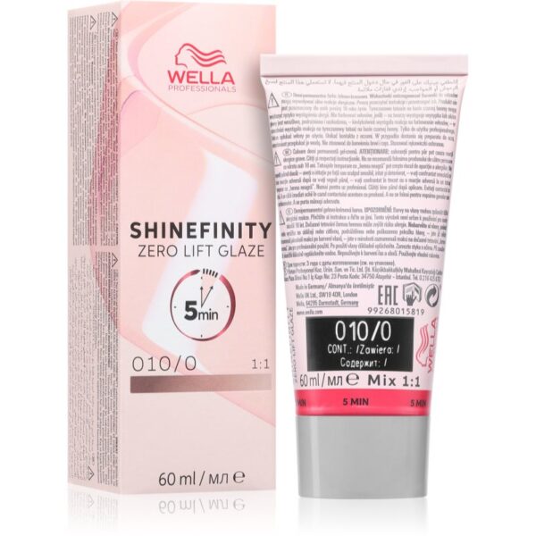 Wella Professionals Shinefinity Zero Lift Glaze vopsea de păr demipermanentă culoare 010/0 Lightest Blonde Natural 60 ml-Țena