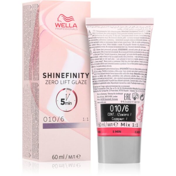 Wella Professionals Shinefinity Zero Lift Glaze vopsea de păr demipermanentă culoare 010/6 Lavender Flash 60 ml-Țena