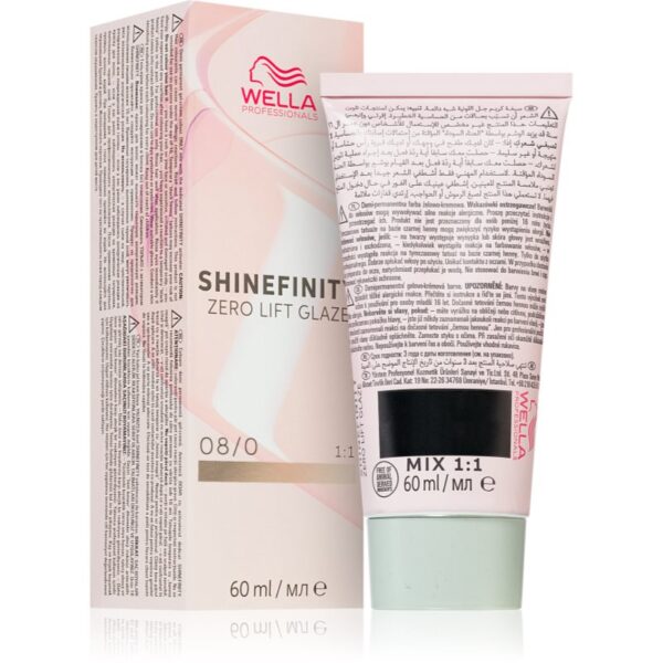 Wella Professionals Shinefinity Zero Lift Glaze vopsea de păr demipermanentă culoare 08/0 - Natural Latte 60 ml-ro