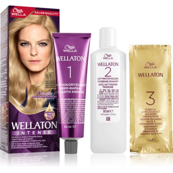 Wella Wellaton Intense Culoare permanenta pentru par cu ulei de argan culoare 9/1 Special Light Ash Blonde 1 buc-ro
