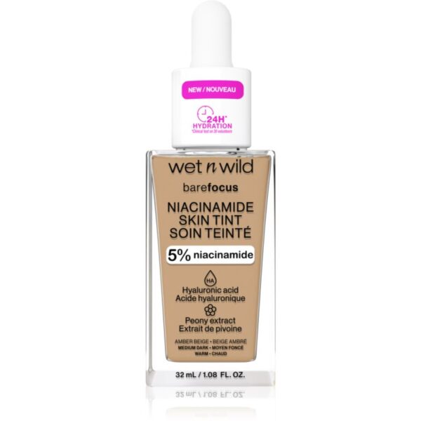 Wet n Wild Bare Focus Niacinamide Skin Tint machiaj ușor de hidratare culoare Amber Beige (Warm) 32 ml-ro