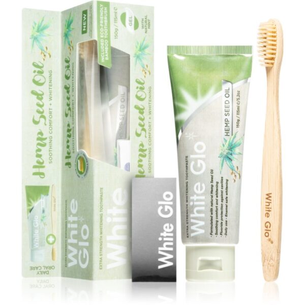 White Glo Hemp Seed Oil pasta de dinti pentru albire cu pensula 150 g-Țena